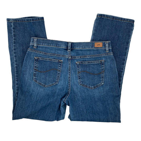 Lee 12 Short Relaxed Fit Straight Leg Mid Rise Jeans - Picture 6 of 12